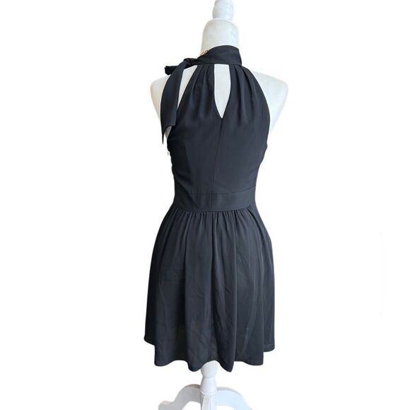 Express Black halter Tie neck chiffon Dress Size 4 - Picture 3 of 12